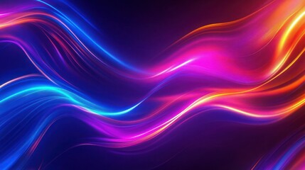 Poster - Abstract colorful waves of light flowing smoothly against a dark background, creating a vibrant atmosphere