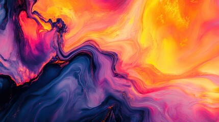 Poster - Abstract colorful swirls of orange, pink, and purple resembling a vibrant sunset over water