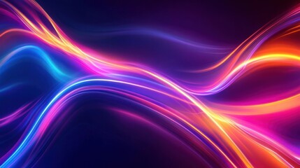 Poster - Vibrant abstract light trails creating a dynamic visual flow in a dark background