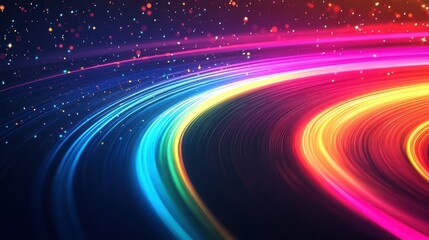 Poster - Vibrant swirling light trails in a colorful abstract background with sparkling effects