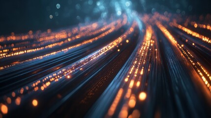 Poster - Abstract representation of flowing lights in a dark environment, creating a dynamic visual effect