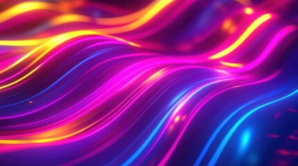 Poster - Abstract vibrant waves of neon colors flowing seamlessly, creating a dynamic visual experience