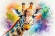 © Sirinporn - Watercolor Giraffe on White Background - Elegant Wildlife Art Print
