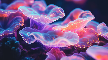 Poster - Abstract digital creations evoke the beauty of coral, showcasing fluid shapes and radiant colors. These stunning forms create a mesmerizing underwater fantasy, full of life and energy