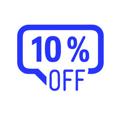 Poster - Discount announcement with blue speech bubble displaying ten percent off for promotional offers