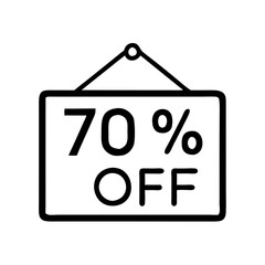 Poster - Discount sign indicating seventy percent off on items, ideal for attracting customers in retail environments or sales events