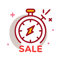 Poster - Flash sale timer icon featuring a stopwatch with a lightning bolt symbol signifying urgency and limited time offers
