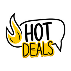 Poster - Hot deals icon with flame design, perfect for promotional materials and discounts, attracting customers to sales events