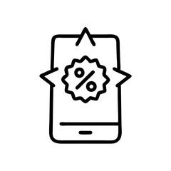 Poster - Vector icon representing online sale with discount percentage displayed on smartphone screen for digital shopping