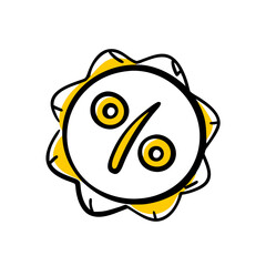 Poster - Round sale icon designed with a percentage symbol in the center, symbolizing discounts and promotions for various retail activities