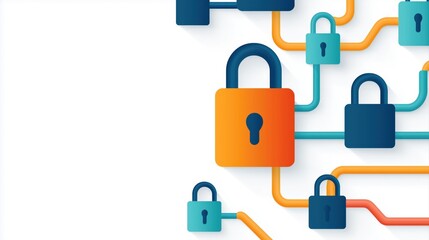 Poster - Modern Concept of Identity Protection with Colorful Lock Symbols Representing Security and Safety