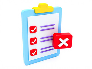 Poster - 3d rendering of a checklist with checkmarks and a