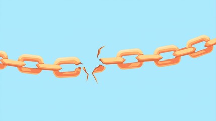 Poster - Broken Chain Links Symbolizing Disconnect in Blockchain Technology and AI Innovations