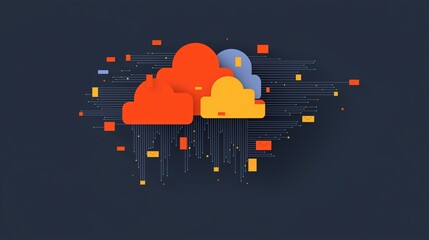 Poster - Abstract Cloud Security System with Encrypted Data Streams in Modern Digital Design Concept
