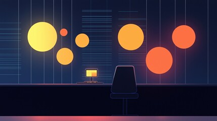 Poster - Futuristic Virtual Currency Exchange Interface with Colorful Graphs and Modern Desk Design