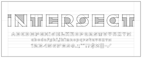 architect font, blueprint sketch alphabet, engineer draft typeface, construction project type letter