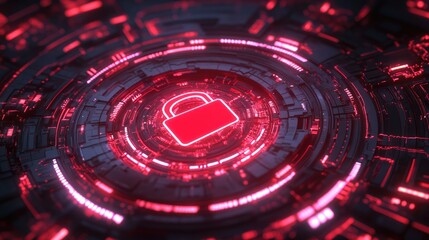 Circuit Lock Symbol in Cyber Security: Protecting Private Information and Technology Concepts