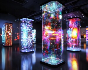 Aufkleber - Glowing displays showcasing programming innovation.