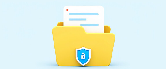Aufkleber - yellow folder with document and security lock symbol