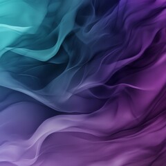 Poster - Abstract Gradient Swirl: Ethereal Waves of Teal and Purple Fabric Flowing in Smooth, Dreamy Motion
