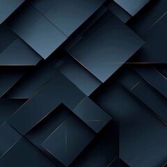 Poster - Geometric Abstract: Deep Blue Tonal Squares with Glimmers of Gold Line Accents, a Modern Design