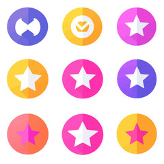 Poster - Colorful Flat Design Vector Icon Set of Star, Checkmark, and Link