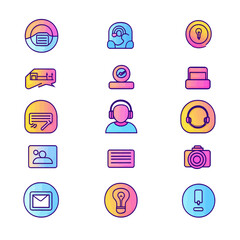 Poster - Vibrant Icons Set Representing Communication Technology and Business Tools
