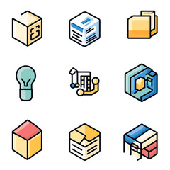 Poster - Conceptual icons showcasing data, technology, communication and innovation