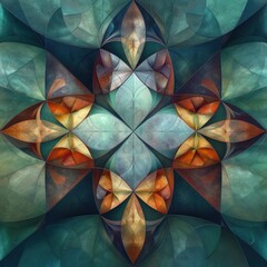 Poster - A colorful abstract composition featuring geometric shapes layered in intricate patterns. This artwork highlights a blend of cool and warm tones creating visual harmony.