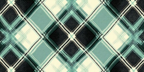 Poster - Seamless tartan pattern forming stylish diamonds in shades of green and beige