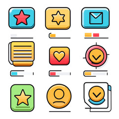 Poster - Colorful UI icons set for business app with message star heart profile