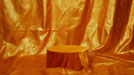 Poster - Elegant gold podium with velvet covering for luxury display