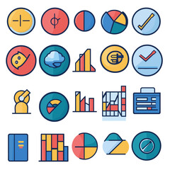Poster - Financial data analysis icons show statistics and trending business data