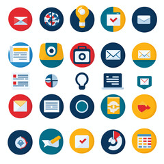 Poster - Vector set of various flat design business and technology icons