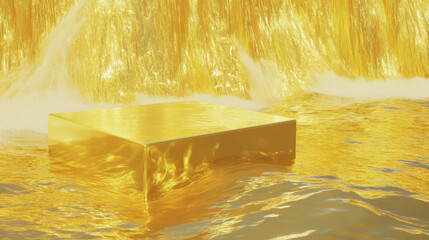 Poster - Luxurious gold podium with textured surface for elegant display and design concepts