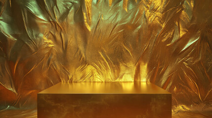 Poster - Luxurious gold podium with art deco details for elegant display design