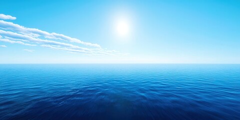 Poster - Large body of water with a bright sun in the sky