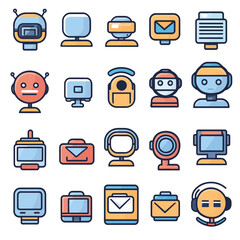 Poster - Cute Robot Avatars Set, Vector Icons for Technology and Communication Apps