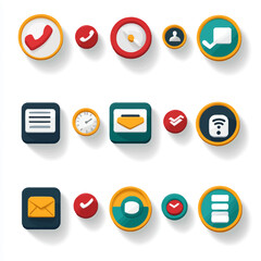 Poster - Notification Icons Set, Communication Tools, Business Symbols, and Technology