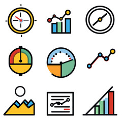 Poster - Data Analytics Icons Set Representing Business Growth and Performance