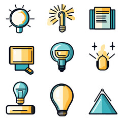Poster - Creative lightbulb icon set symbolizing innovation and new ideas