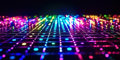 Poster - Colorful pattern of dots on a black background