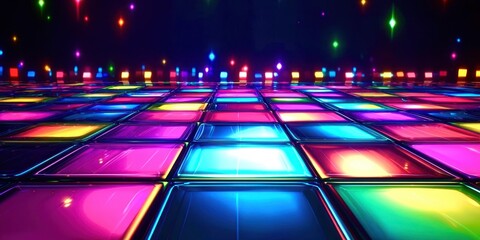 Poster - Colorful dance floor with neon lights