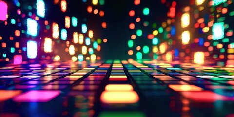Poster - Colorful cityscape with many lights