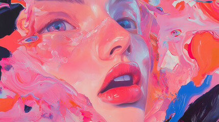 Poster - Vivid abstract portrait of a person with unique style and expression
