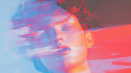 Poster - Artistic abstract portrait with unique features and vivid colors