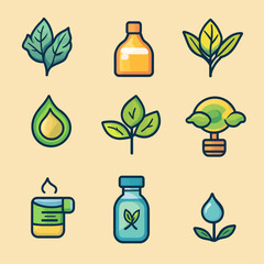 Poster - Natural Essential Oil Cartoon Icons for Spa Aromatherapy and Herbal Care