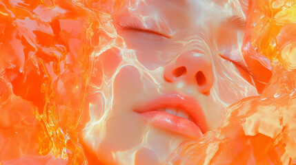 Poster - Ethereal portrait of woman with serene expression and vibrant colors