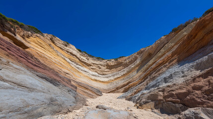 Poster - Majestic canyon landscape with vibrant rock layers under clear blue sky