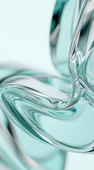 Poster - close up of glass like liquid surface with smooth, flowing curves and reflective texture, creating abstract and serene visual effect